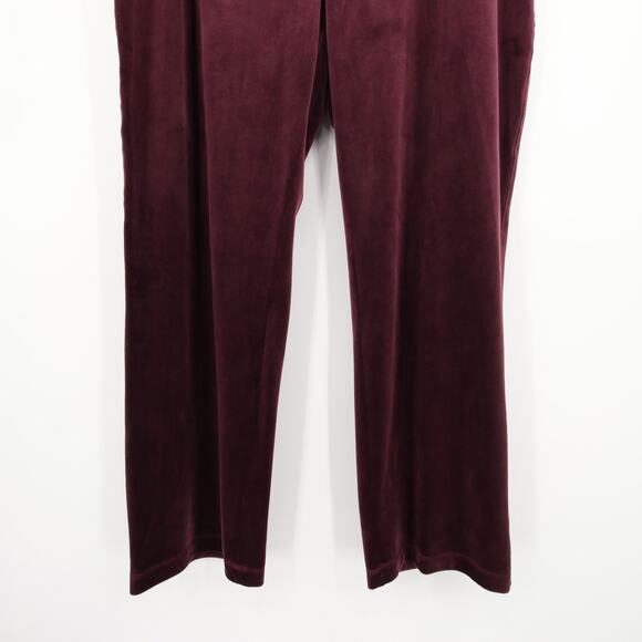 Calvin Klein Pants Burgundy Lounge Sweatpants Velvet Velour Wide Leg Casual 0X - Picture 3 of 11